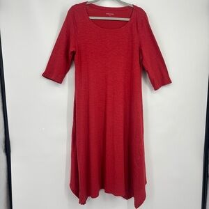 EILEEN FISHER Organic Cotton Hemp Twist Asymmetrical Hem Dress Size Medium